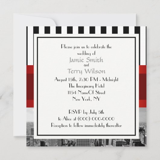 NYC Skyline BW B2 Faire-part de mariage F2 (Dos)