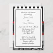 NYC Skyline BW Zwart Wit Streep 2P Huwelijk Kaart (Achterkant)