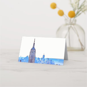 NYC Skyline couleur #2 Etched Look Cartes d'escort
