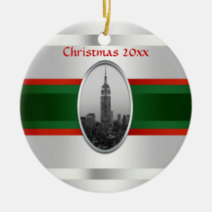 NYC Skyline: Empire State Building Xmas #4W Keramisch Ornament