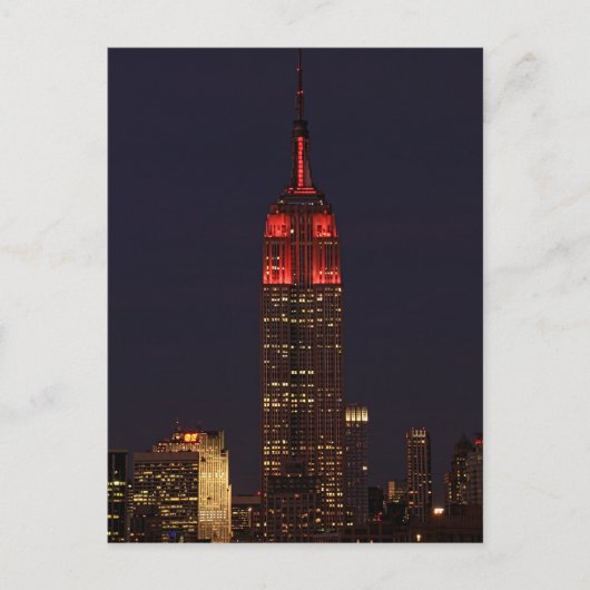 NYC Skyline ESB allemaal in het rood Briefkaart (Voorkant)