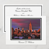 NYC Skyline ESB Surreal Sunset Huwelijksuitnodigin Kaart (Voorkant / Achterkant)