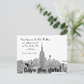 NYC Skyline ESB Top o the Rock Etch Opslagdatum 2 Aankondigingskaart (Staand voorkant)