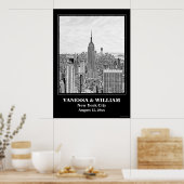 NYC Skyline ESB WTC Etch BW Wedding Poster (Keuken)