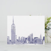 NYC Skyline Etched 01 Blue (Staand voorkant)