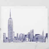 NYC Skyline Etched 01 Blue (Voorkant / Achterkant)
