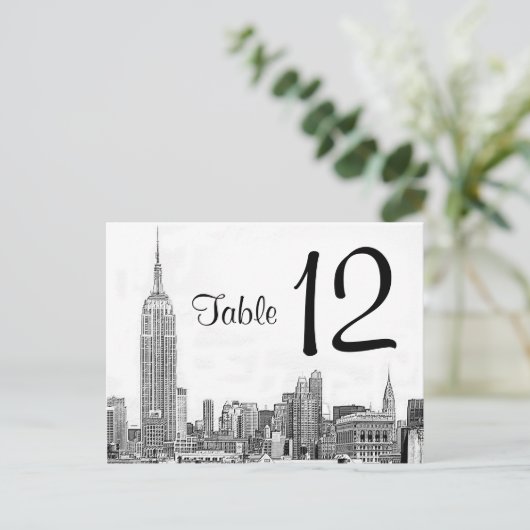 NYC Skyline Etched 01 Numéro de table (Debout devant)