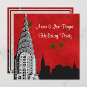 NYC Skyline Etched Chrysler 1 kerstvakantie Kaart (Voorkant / Achterkant)