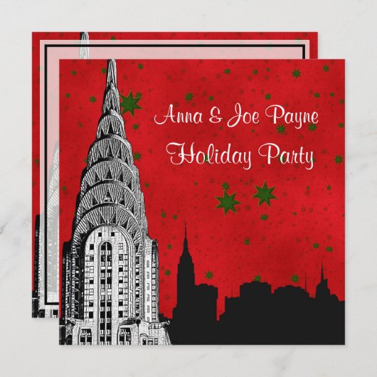 NYC Skyline Etched Chrysler 1 kerstvakantie Kaart (Voorkant / Achterkant)