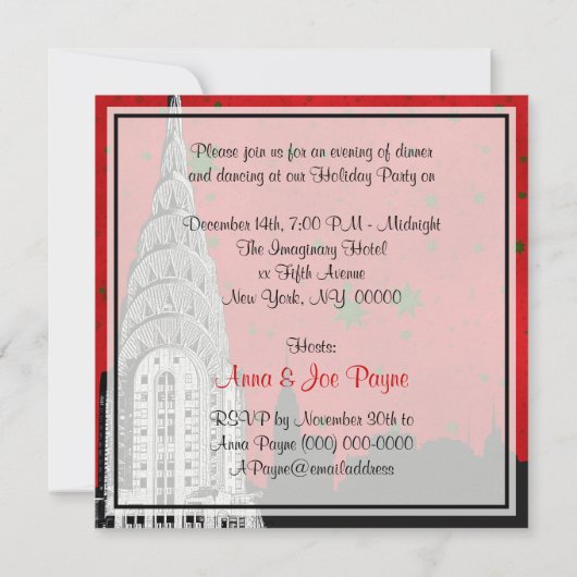 NYC Skyline Etched Chrysler 1 kerstvakantie Kaart (Achterkant)