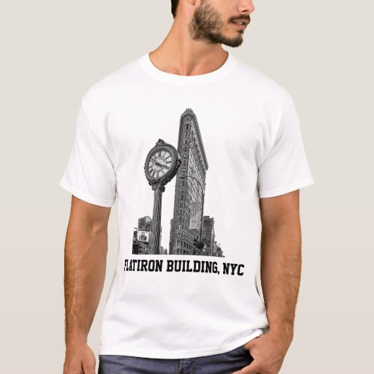 NYC Skyline: Flatiron Building & Clock T-shirt (Voorkant)