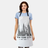 NYC Skyline Illustration with Statue of Liberty Schort (Gedragen)