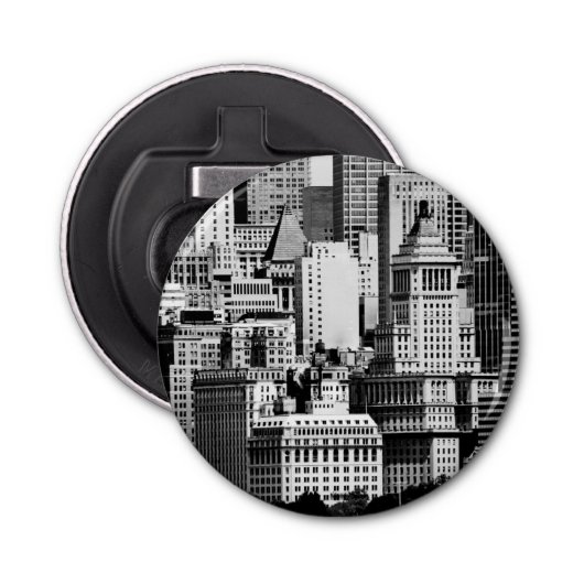 NYC Skyline IX Button Flesopener (Voorkant)