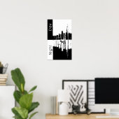 NYC skyline oude  foto zwart-wit Poster (Thuiskantoor)