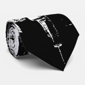 NYC skyline oude  foto zwart-wit Stropdas (Opgerold)