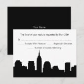 NYC Skyline RSVP Briefkaart - Zwart (Voorkant / Achterkant)