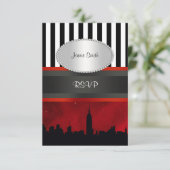 NYC Skyline Sil Red Sky Blk Wht Stripe P RSVP (Debout devant)