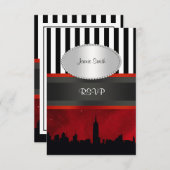 NYC Skyline Sil Red Sky Blk Wht Stripe P RSVP (Devant / Derrière)