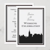 NYC Skyline Silhouette #2 DIY Wedding Invite Kaart (Voorkant / Achterkant)