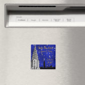 NYC Skyline Silhouette Blue Star Save Date Magnet (In Situ (Lave-vaisselle))