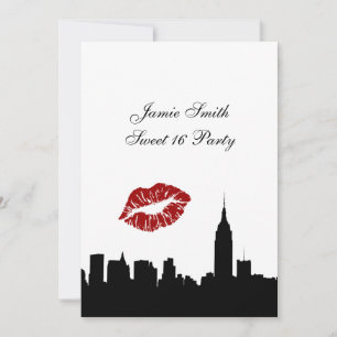NYC Skyline Silhouette, Kiss ESB #1 BW Sweet 16 V Kaart