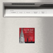 NYC Skyline Silhouette Red Star Save Date Magnet 2 (In Situ (Lave-vaisselle))