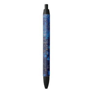 NYC Skyline, uitzicht met hoge hoek bij schemering Zwarte Inkt Pen