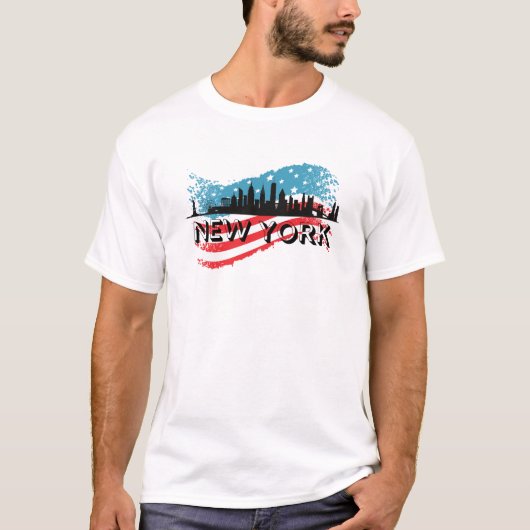  NYC Skyline Vrijheidsbeeld 4 juli T-shirt (Voorkant)