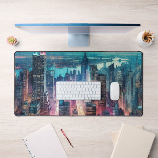 NYC Skyline Watercolor Workspace Mat du bureau
