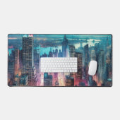 NYC Skyline Watercolor Workspace Mat du bureau (Clavier et souris)
