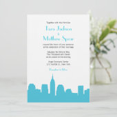 NYC Skyline Wedding Uitnodiging (Staand voorkant)