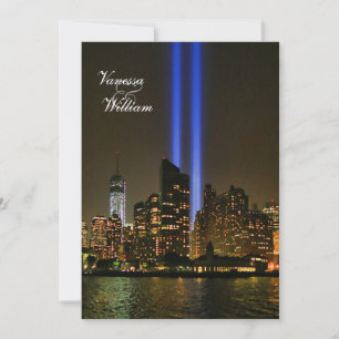 NYC Skyline: WTC: 9/11 in Light #1 Wedding Kaart