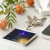 NYC Skyscraper Paars Empire State Building Night Sleutelhanger (Zijkant)