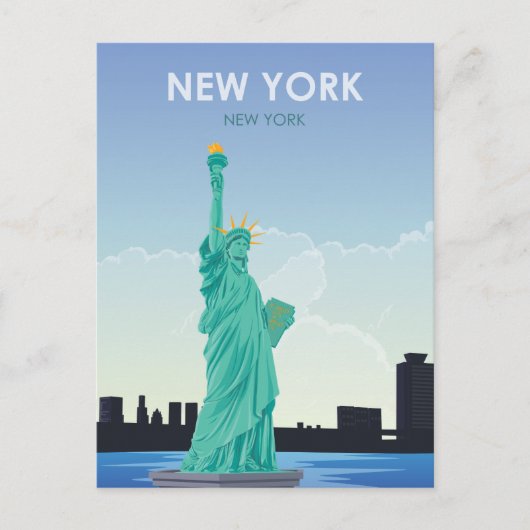 NYC-standbeeld van vrijheidsreizen behalve de datu Briefkaart (Voorkant)