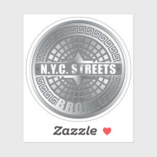 NYC Streets Bronx Manhole Hoesje Sticker