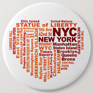 NYC-toets - formaat kolossaal Ronde Button 6,0 Cm