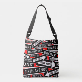 NYC Trendy Typographic Patroon Crossbody Tas
