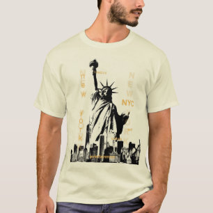 NYC Vrijheidsbeeld Manhattan Mannen Modern Natuurl T-shirt