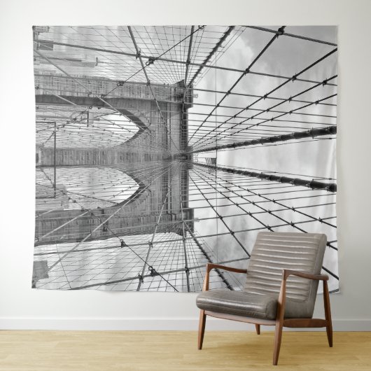 NYC wandtapijt van zwarte en witte Brug Wandkleed (In Situ (horizontaal))