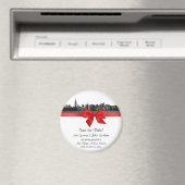 NYC Wide Skyline Etched BW Rood Bewaar de datum R Magneet (Insitu (Vaatwasser))