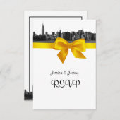 NYC Wide Skyline Etched BW Yellow RSVP #1 (Voorkant / Achterkant)