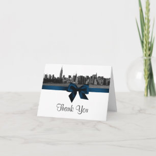 NYC Wide Skyline geëtst BW Navy Blue H Bedankt