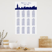 NYC Wide Skyline Silhouette DIY BG Blue Poster (Keuken)