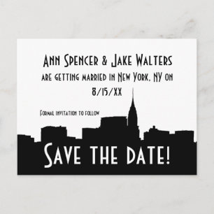 NYC Wijd Chrysler 01B Silhouette Save the Date Aankondigingskaart
