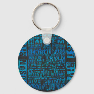 NYC wijken Blauw Sleutelhanger