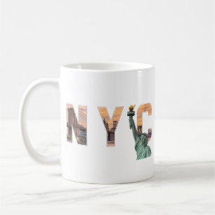 NYC Word Art met Vrijheidsbeeld Skyline Mok