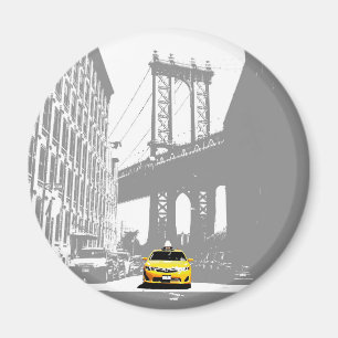 Nyc Yellow Taxi Brooklyn Bridge New York City Magneet
