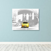 Nyc Yellow Taxi Brooklyn Bridge Pop Art Afbeelding Canvas Afdruk (Insitu (Houten vloer))
