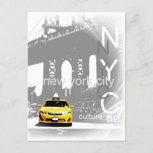 Nyc Yellow Taxi New York City Brooklyn Bridge Briefkaart