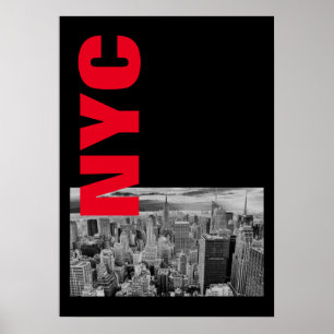 NYC Zwart Wit Rood Manhattan Poster